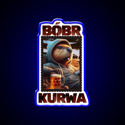 Bobr Kurwa Loves Beer And Football Beer Bar Decor Led Neon Sign Rgb Color - Size and dimension reference