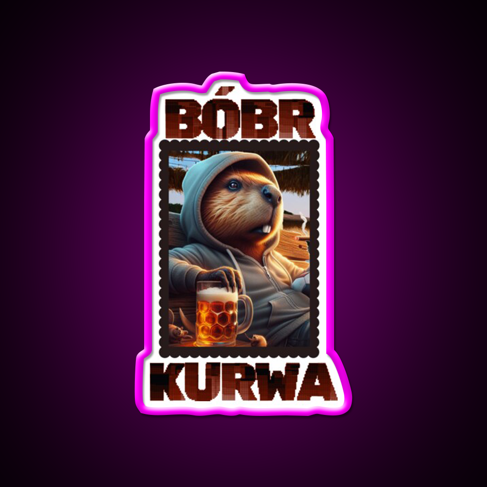Bobr Kurwa Loves Beer And Football Beer Bar Decor Led Neon Sign Rgb Color - LED neon sign close-up detail