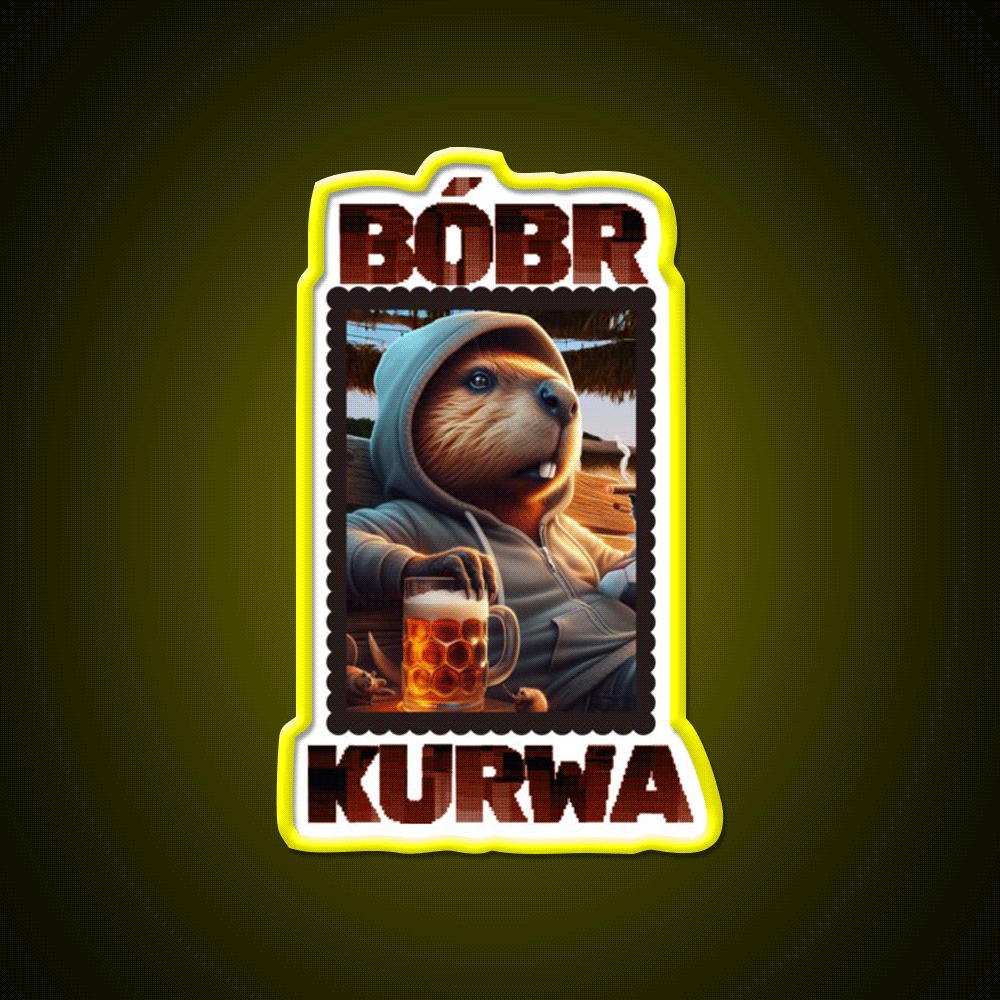 Bobr Kurwa Loves Beer And Football Beer Bar Decor Led Neon Sign Rgb Color - Custom LED neon sign front view