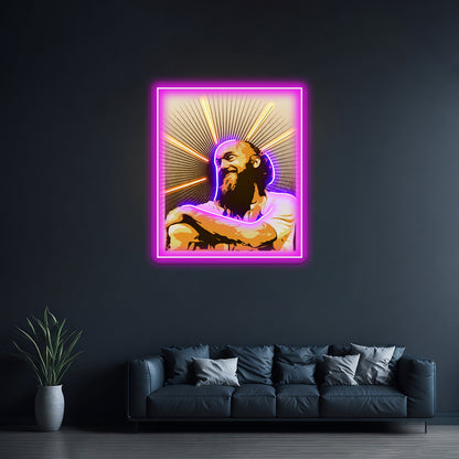 Baba Ram Dass Artwork Led Neon Sign - LED neon sign close-up detail