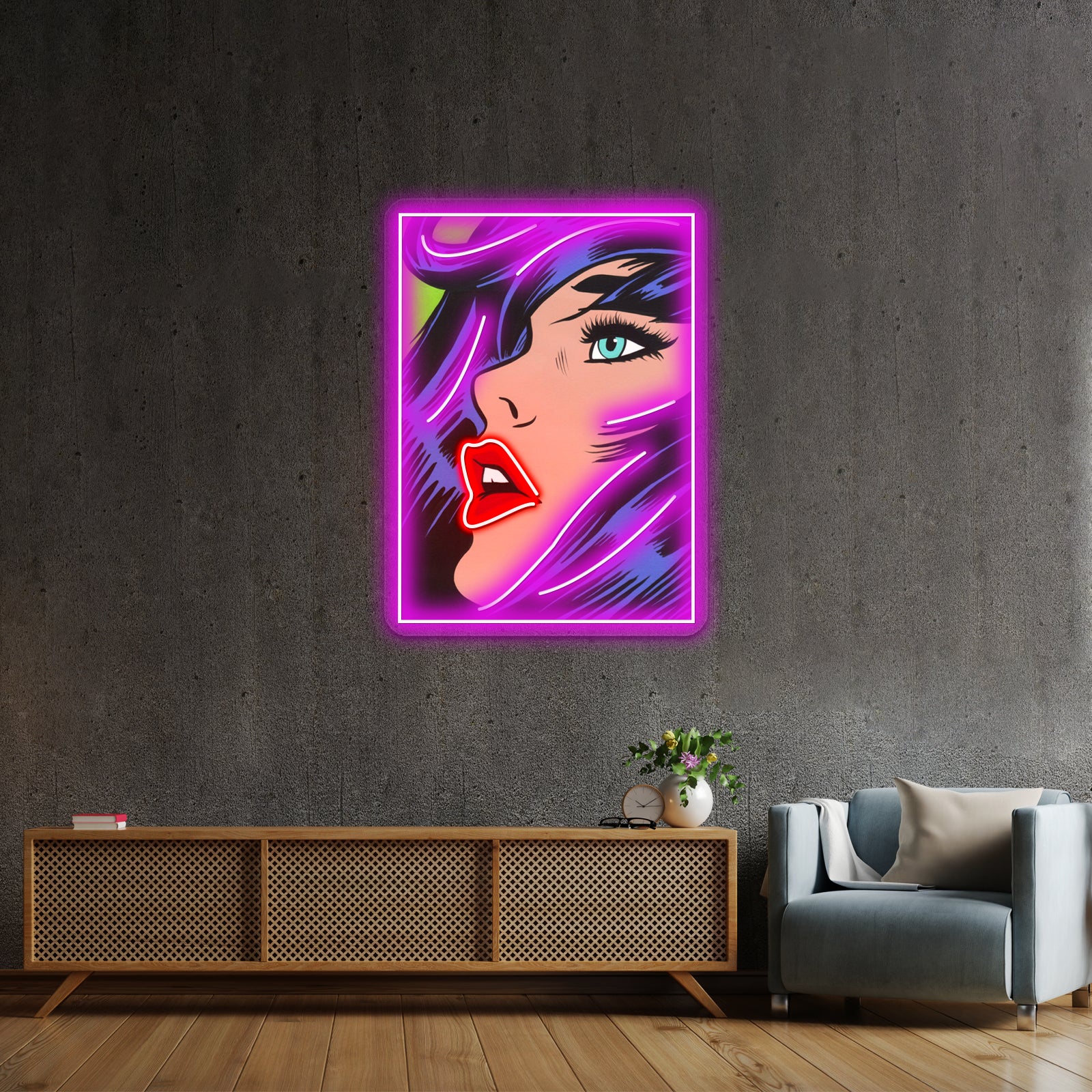 Babe Comic Girl Artwork Led Neon Sign