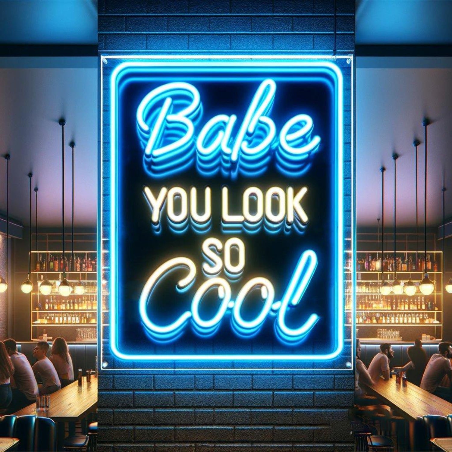 Babe You Look So Cool Blue White Led Neon Sign Bar Restaurant | Shineneon
