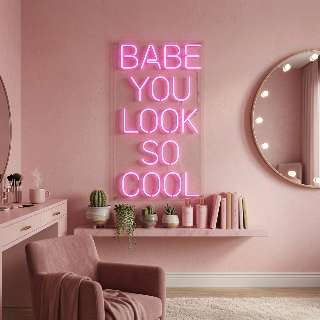 Babe You Look So Cool Business LED Neon Sign - 03 Real Lifestyle Scene