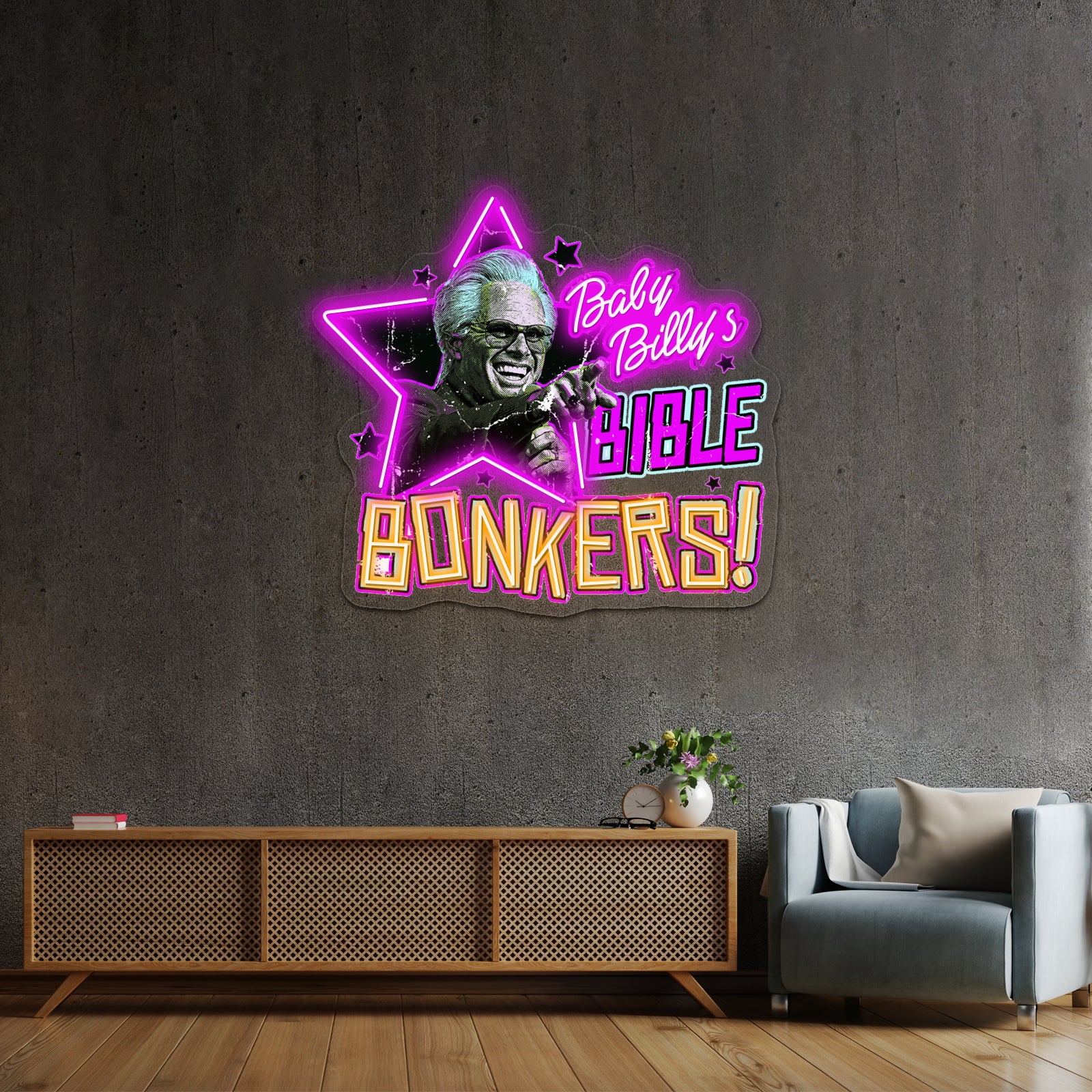 Baby Billy Bible Bonkers Artwork Led Neon Sign