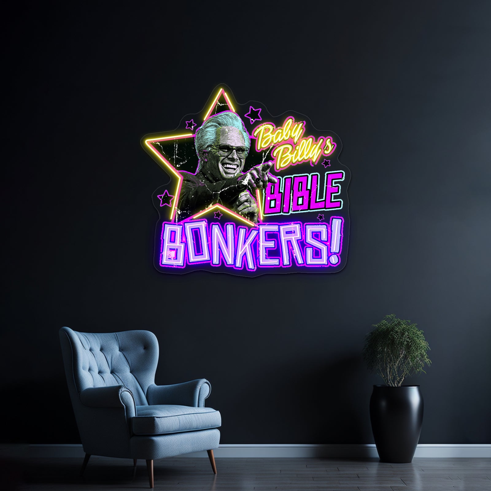 Baby Billy Bible Bonkers Artwork Led Neon Sign