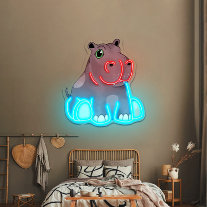 Baby Hippo Neon Signs For Aesthetic Neon Signs