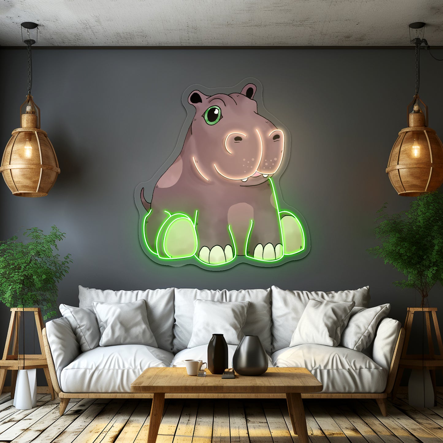 Baby Hippo Neon Signs For Aesthetic Neon Signs