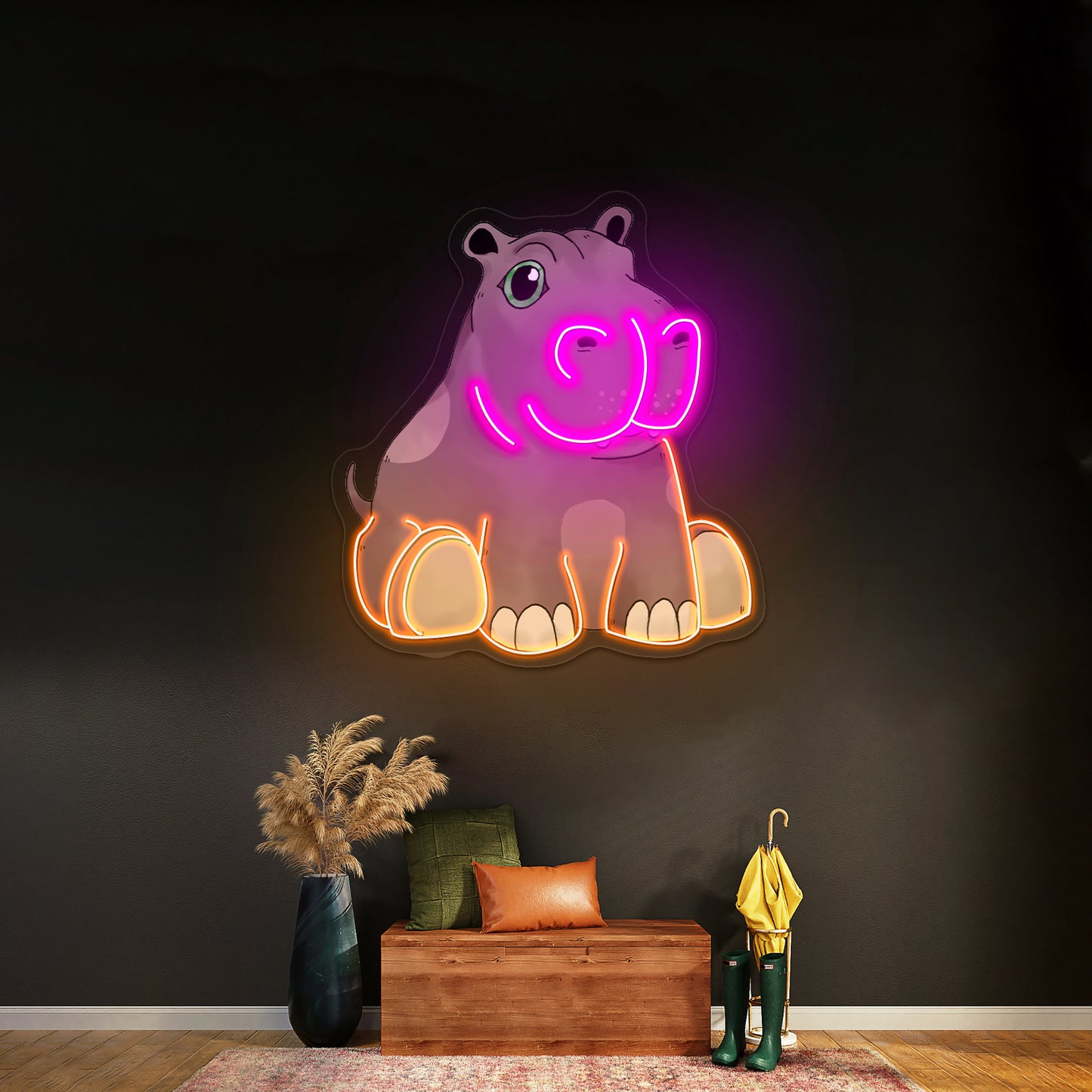 Baby Hippo Neon Signs For Aesthetic Neon Signs