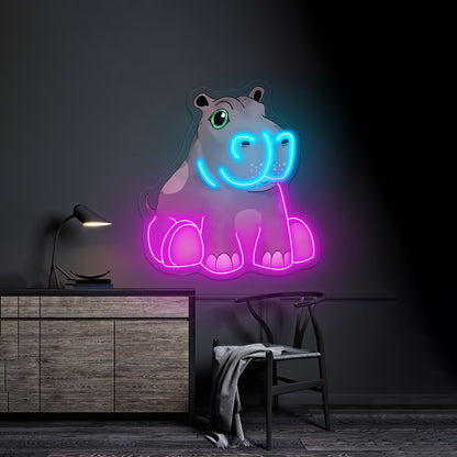 Baby Hippo Neon Signs For Aesthetic Neon Signs