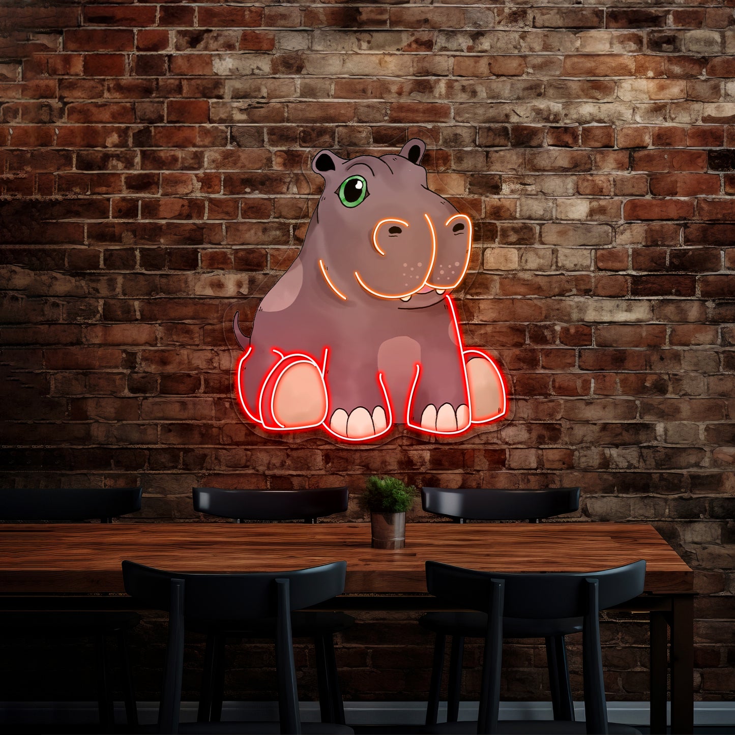 Baby Hippo Neon Signs For Aesthetic Neon Signs