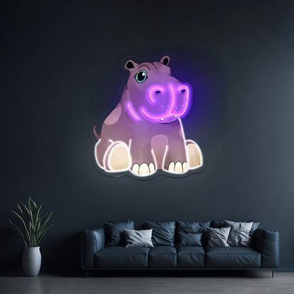 Baby Hippo Neon Signs For Aesthetic Neon Signs