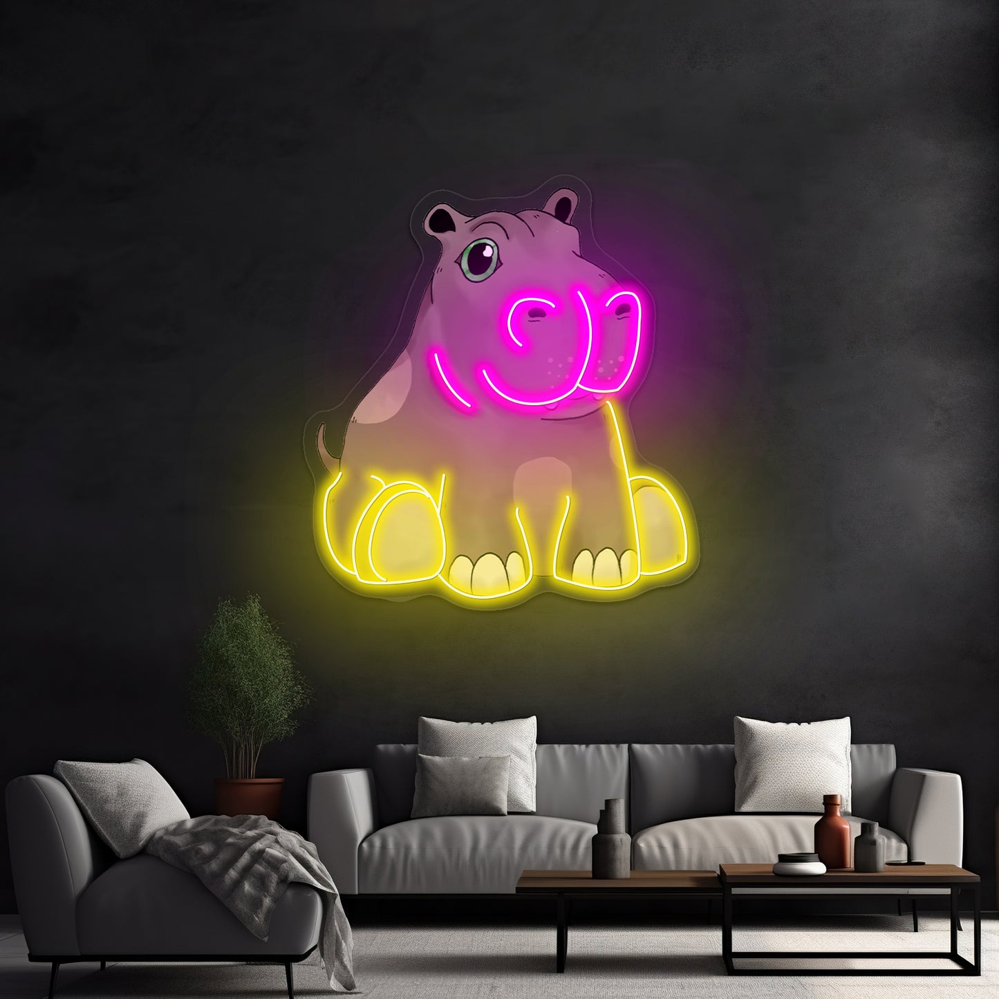 Baby Hippo Neon Signs For Aesthetic Neon Signs