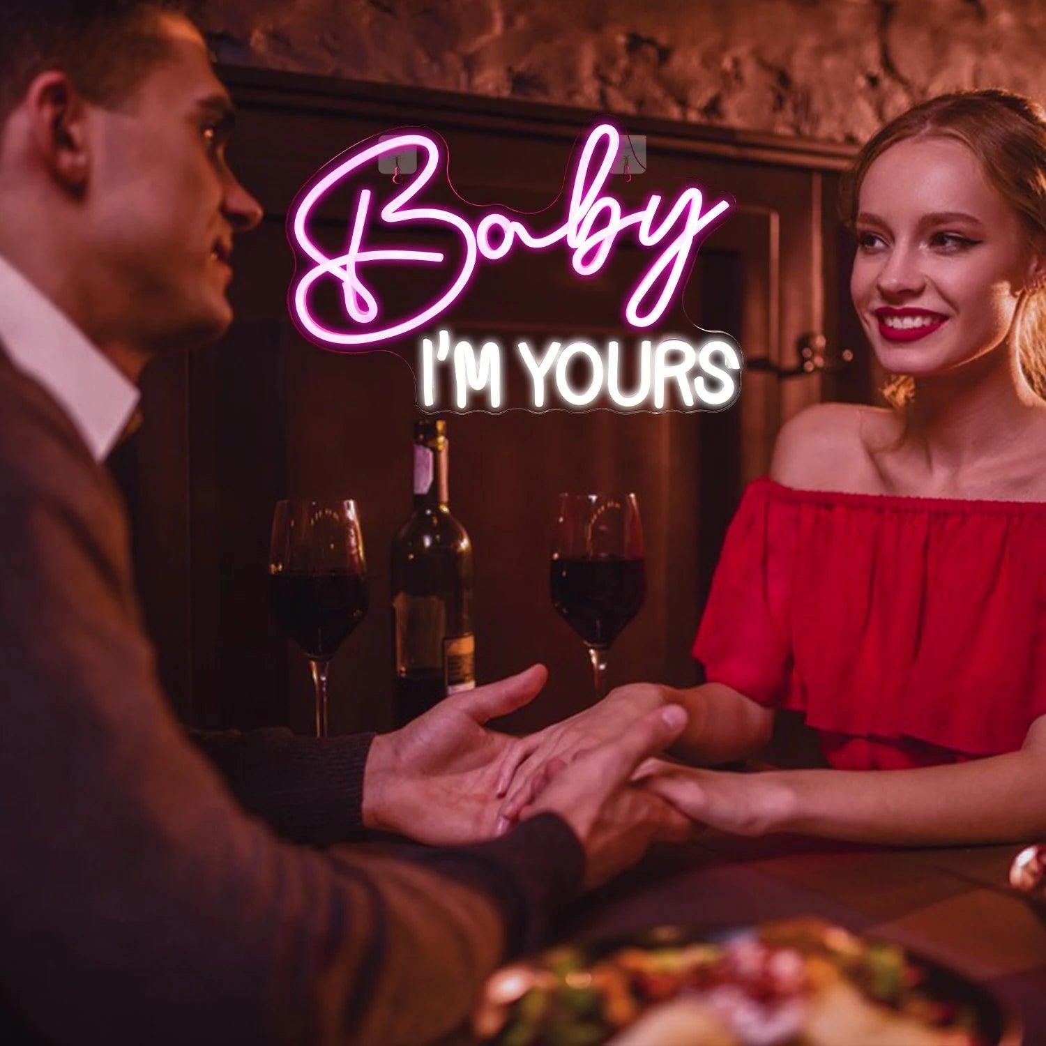 Baby Im Yours Pink White Led Neon Sign For Bedroom Cafe Decor | Shineneon