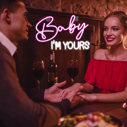 Baby Im Yours Pink White Led Neon Sign For Bedroom Cafe Decor | Shineneon