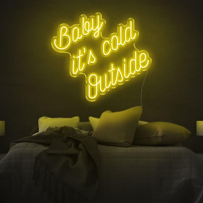 Baby Its Cold Outside White Led Neon Sign For Bedroom Decor | Shineneon