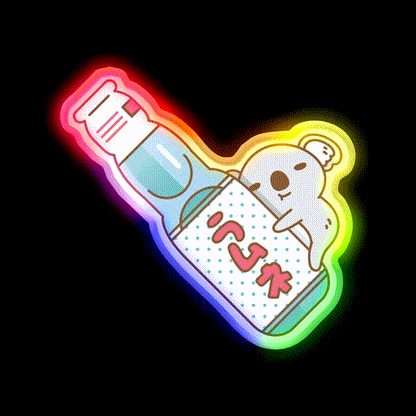 Baby Koala With Ramune Japanese Soda Snack Food Led Neon Sign Rgb Color - LED neon sign close-up detail
