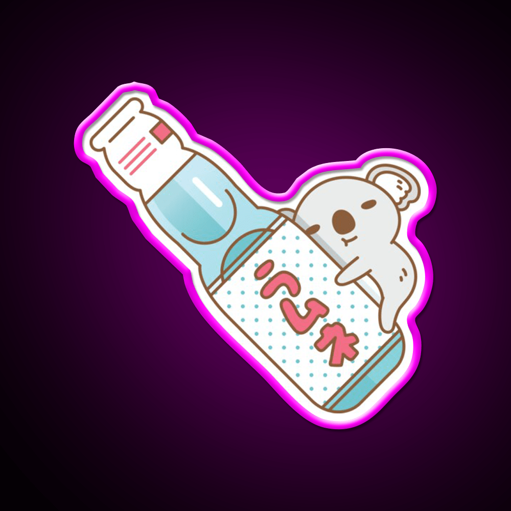 Baby Koala With Ramune Japanese Soda Snack Food Led Neon Sign Rgb Color - Shineneon