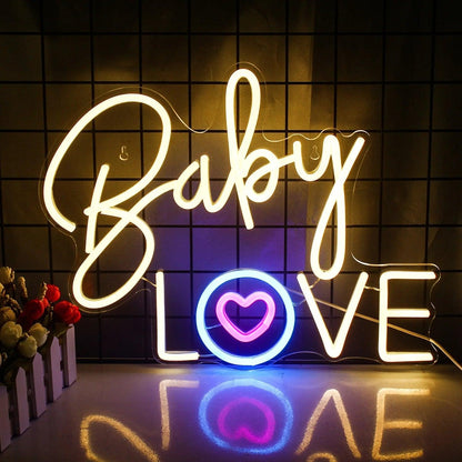 Baby Love Heart Blue Pink White Led Neon Sign For Nursery Romantic Decor | Shineneon