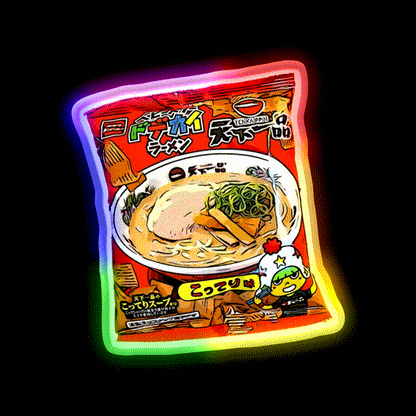 Baby Star Crispy Noodle Snack Tenkaippin Snack Food Led Neon Sign Rgb Color - LED neon sign close-up detail