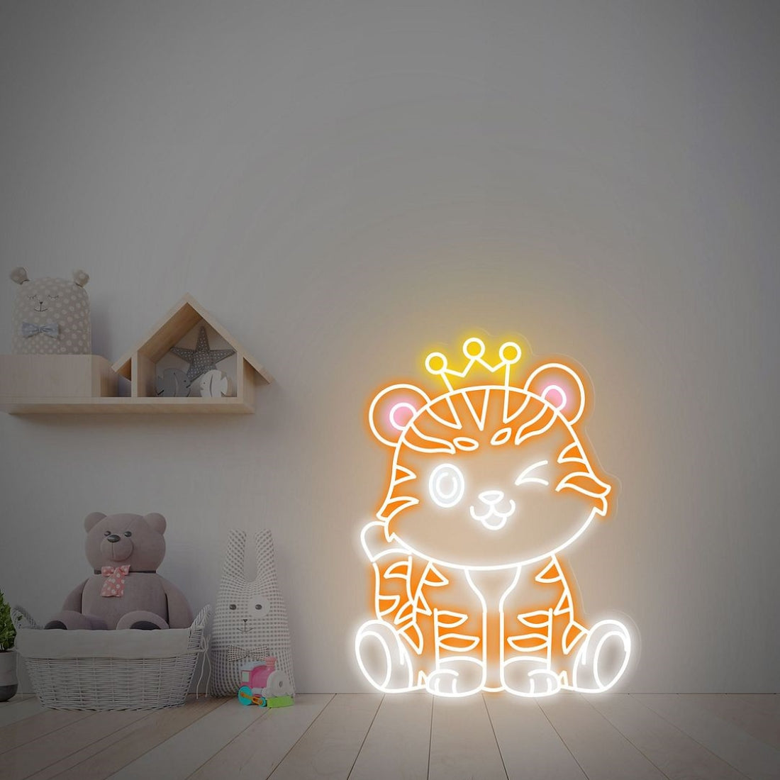 Baby Tiger With Crown Led Sign Business Neon Sign