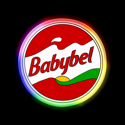 Babybel Cheese Snack Food Led Neon Sign Rgb Color - LED neon sign close-up detail