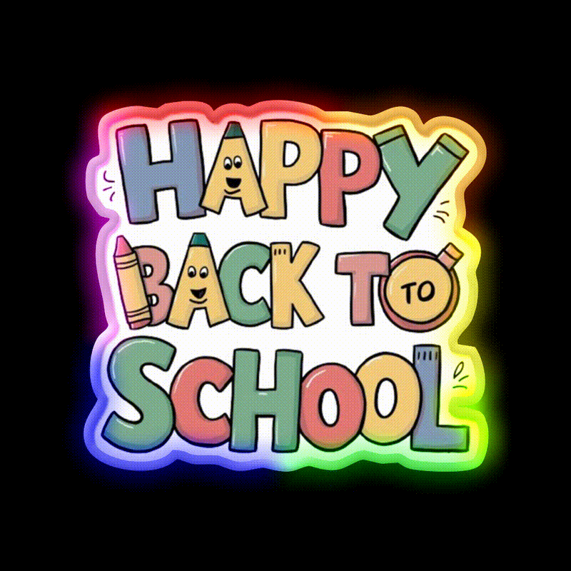 Back To School Welcome Led Neon Sign Open Sign Rgb Color - LED neon sign close-up detail