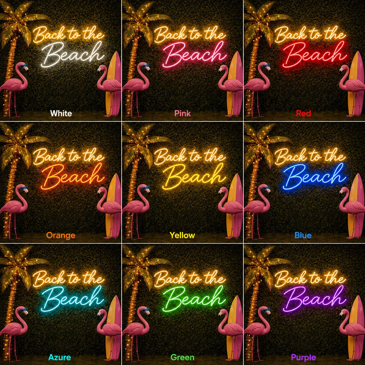 Back To The Beach Neon Sign LED Neon Sign color grid