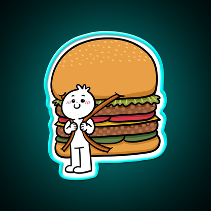 Backpack Burger Fast Food Led Neon Sign For Burger Place Rgb Color