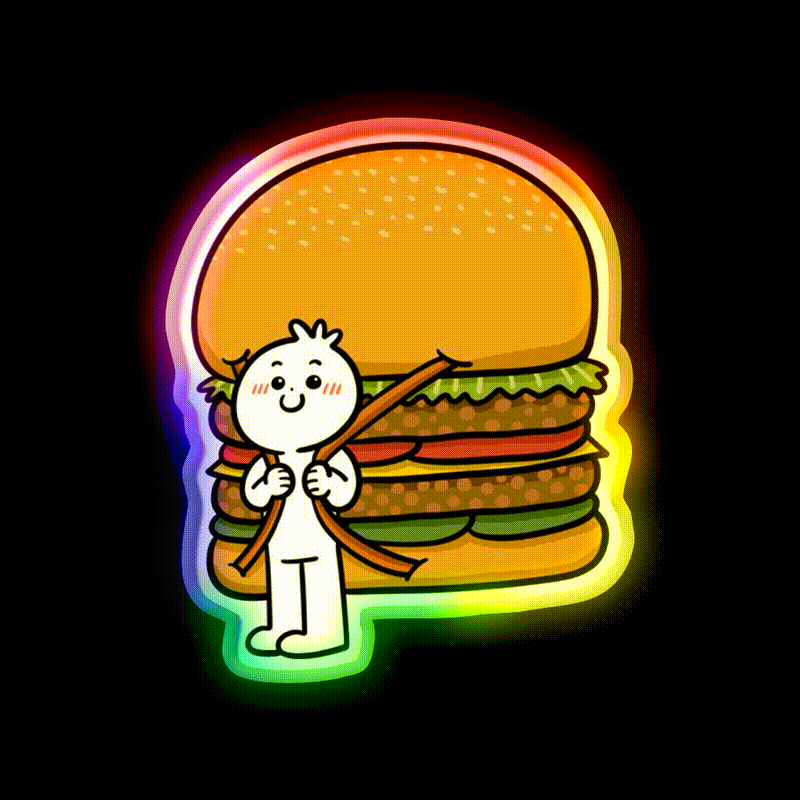 Backpack Burger Fast Food Led Neon Sign For Burger Place Rgb Color