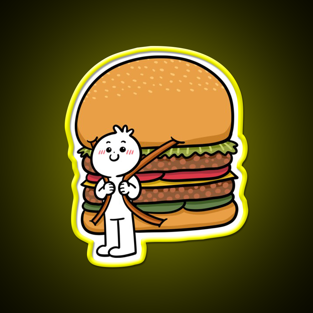 Backpack Burger Fast Food Led Neon Sign For Burger Place Rgb Color