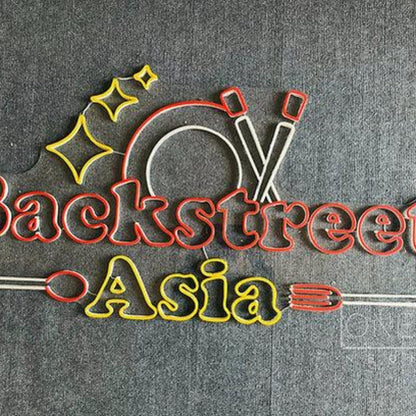 Backstreet Asia Retro Red-Yellow Led Neon Sign With Star And Chopsticks For Decor | Shineneon