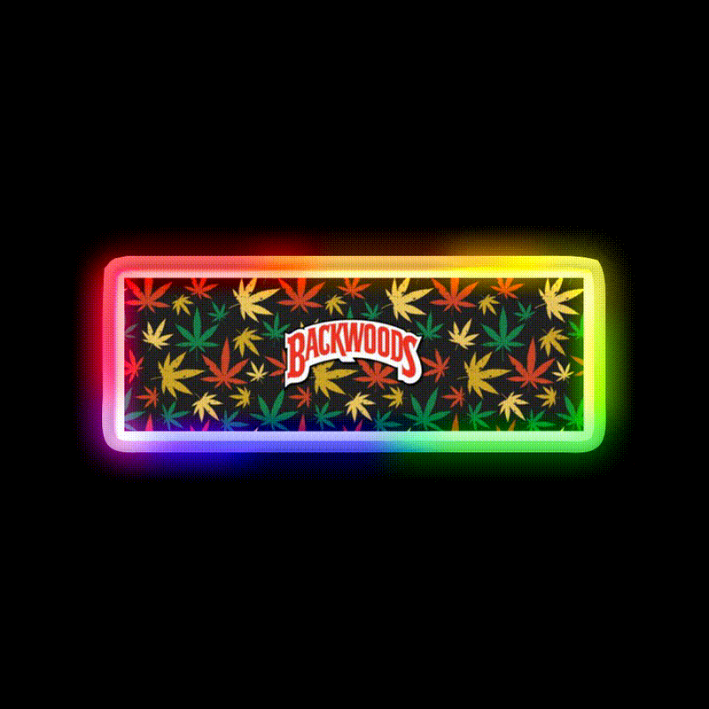 Backwoods Hemp Inspired Green Leaf Led Neon Sign Rgb Color - LED neon sign close-up detail