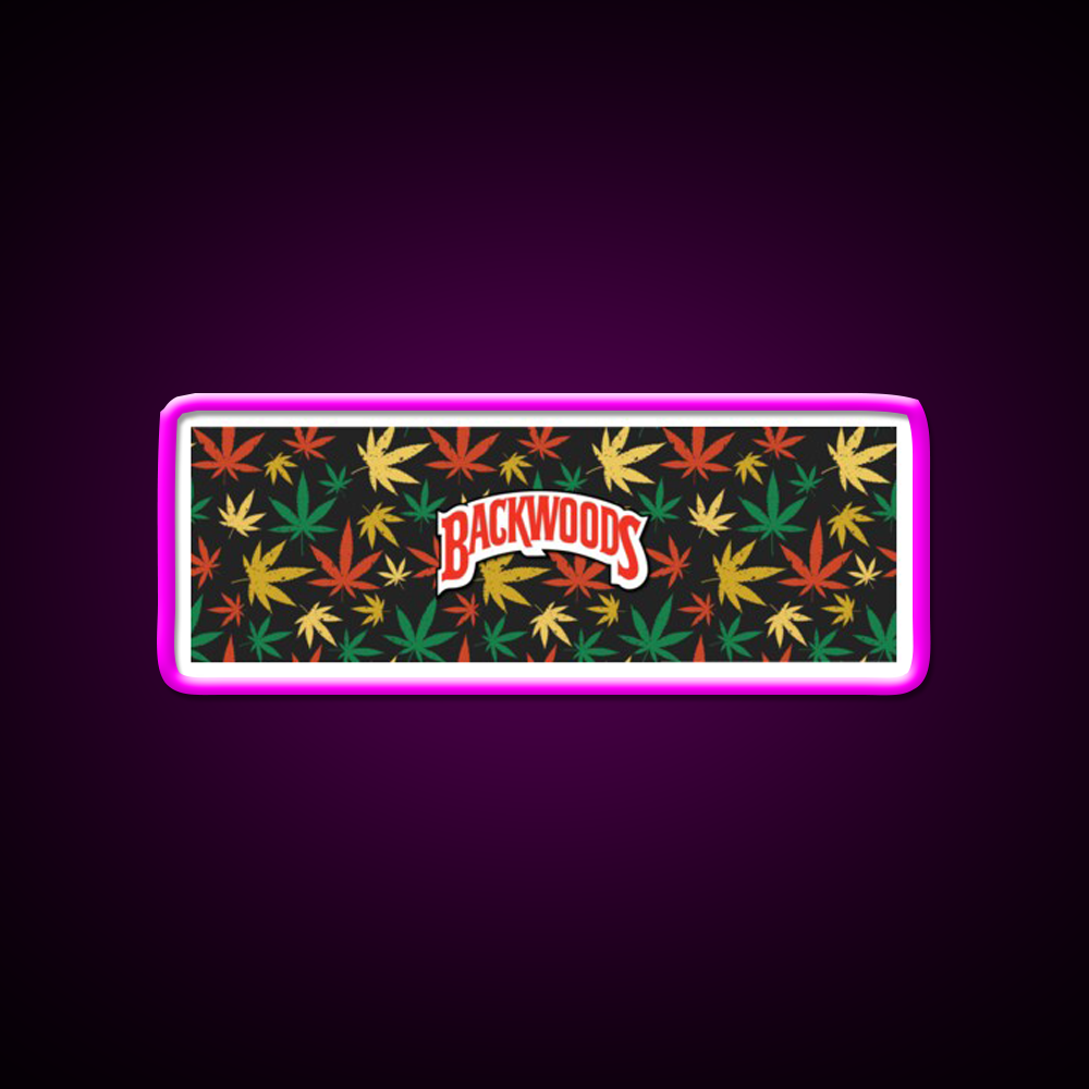 Backwoods Hemp Inspired Green Leaf Led Neon Sign Rgb Color - Neon sign mounted on wall in room