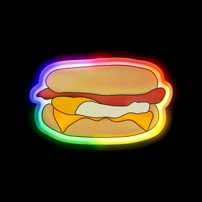 Bacon And Egg Breakfast Muffin Snack Food Led Neon Sign Rgb Color - LED neon sign close-up detail