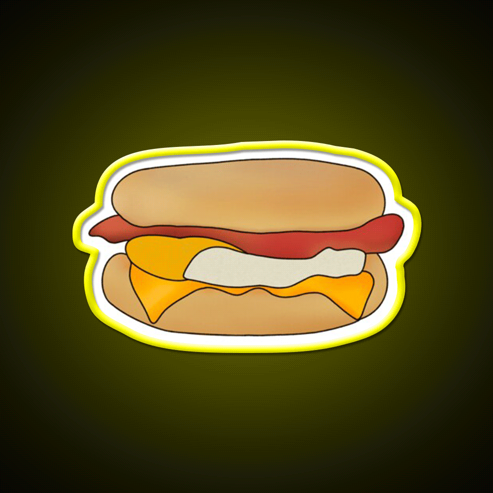 Bacon And Egg Breakfast Muffin Snack Food Led Neon Sign Rgb Color - Custom LED neon sign front view