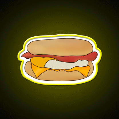 Bacon And Egg Breakfast Muffin Snack Food Led Neon Sign Rgb Color - Custom LED neon sign front view