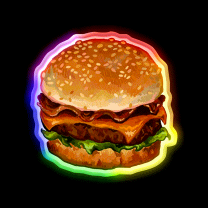 Bacon Cheeseburger Fast Food Led Neon Sign For Burger Place Rgb Color