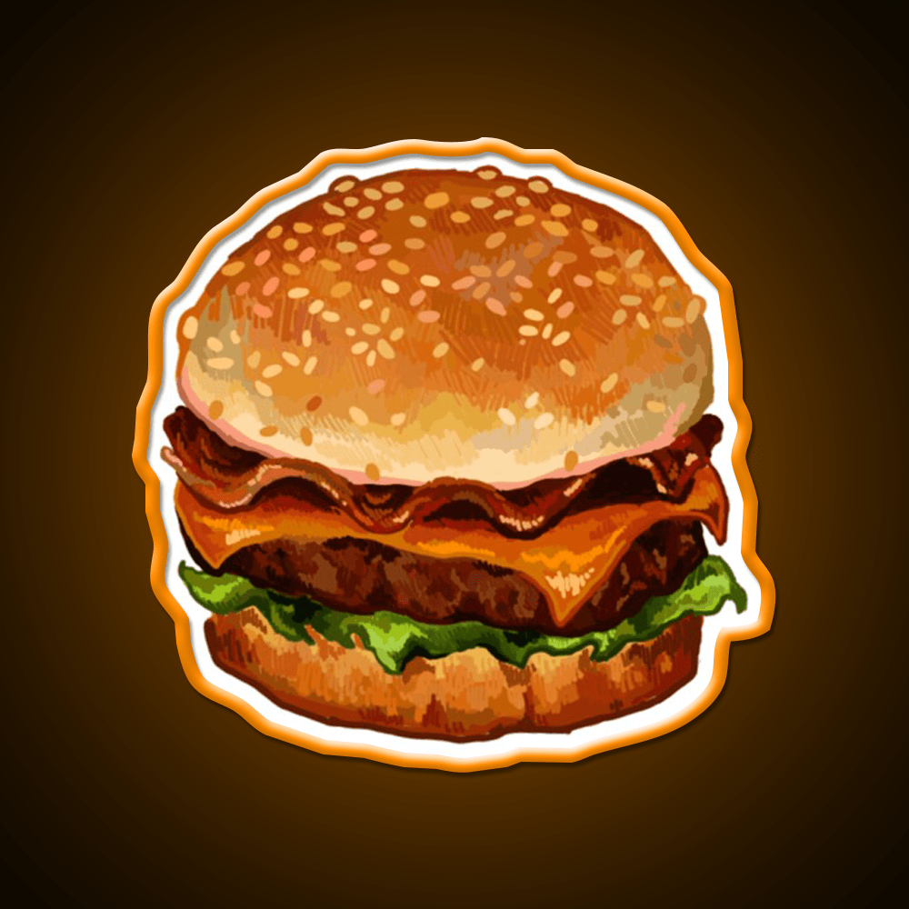 Bacon Cheeseburger Fast Food Led Neon Sign For Burger Place Rgb Color - Shineneon