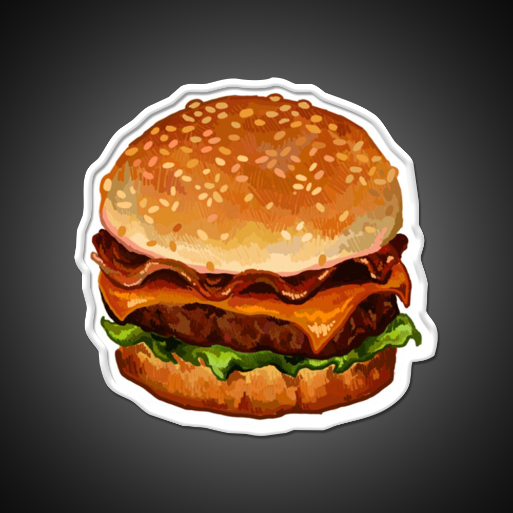 Bacon Cheeseburger Fast Food Led Neon Sign For Burger Place Rgb Color