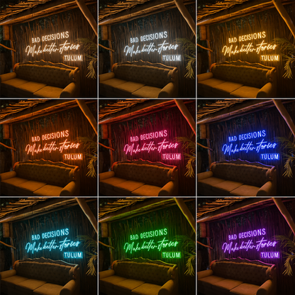 Bad Decisions Make Better Stories LED Neon Sign Home Art - 05 Color Grid