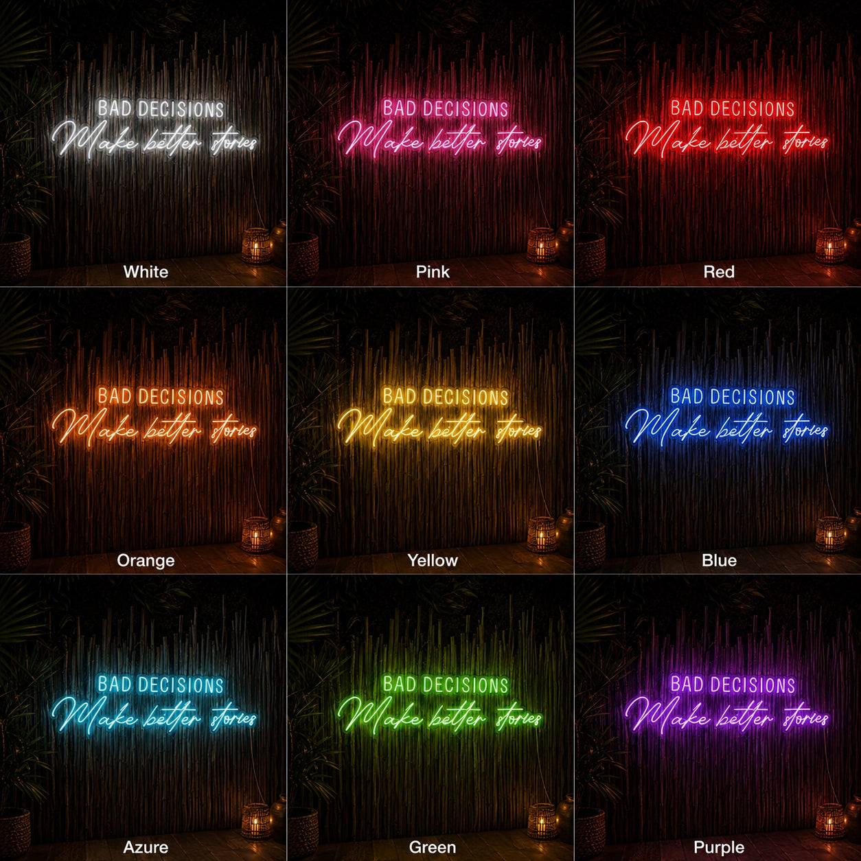 Bad Decisions Make Better Stories LED Neon Sign Home Decor - 05 Color Grid