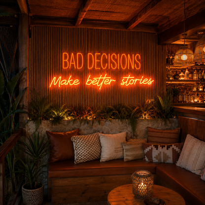 Bad Decisions Make Better Stories LED Neon Sign Home Wall Art Home Art - 02 High-Converting Product Image