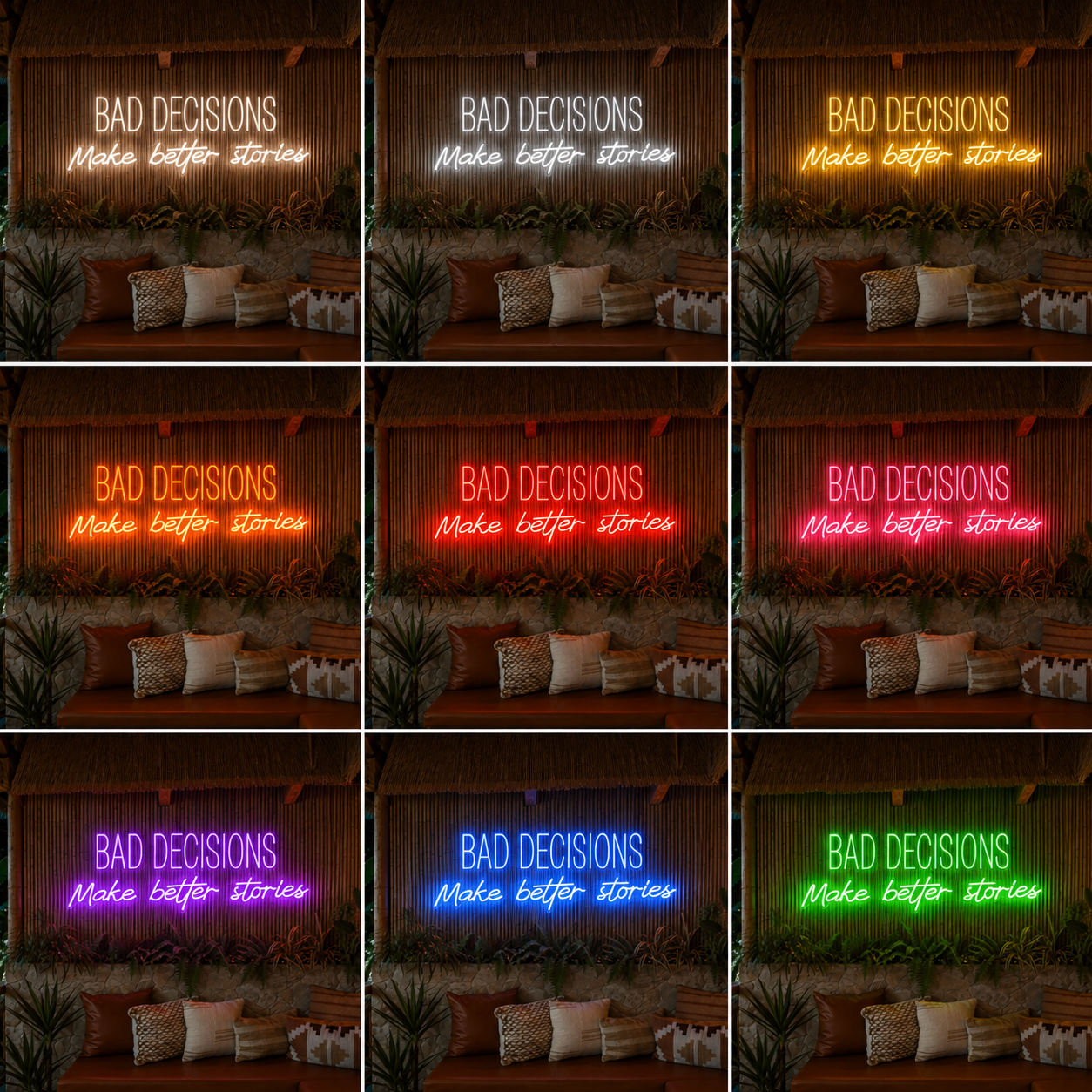 Bad Decisions Make Better Stories LED Neon Sign Home Wall Art Home Art - 05 Color Grid