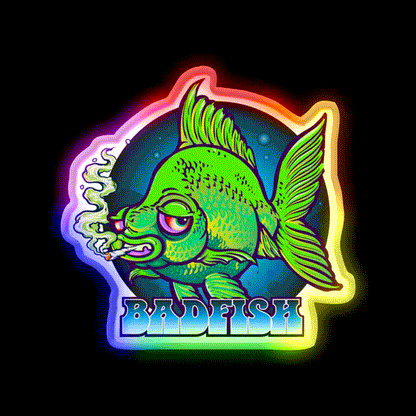Bad Fish Hemp Inspired Green Leaf Led Neon Sign Rgb Color - LED neon sign close-up detail