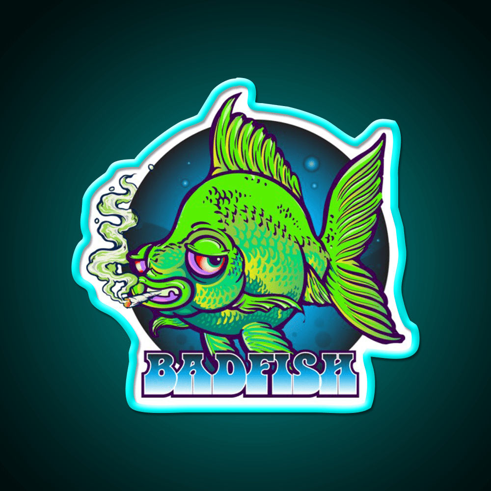 Bad Fish Hemp Inspired Green Leaf Led Neon Sign Rgb Color - Shineneon