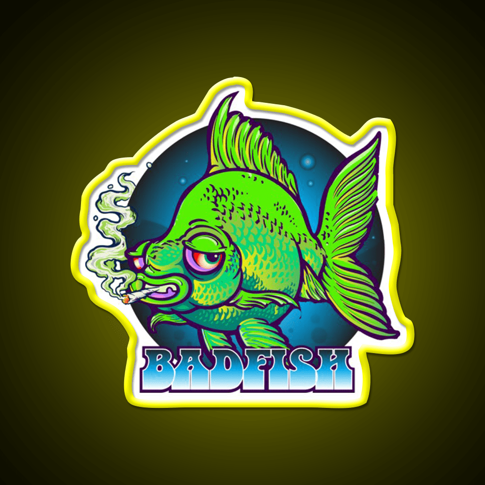 Bad Fish Hemp Inspired Green Leaf Led Neon Sign Rgb Color - Shineneon