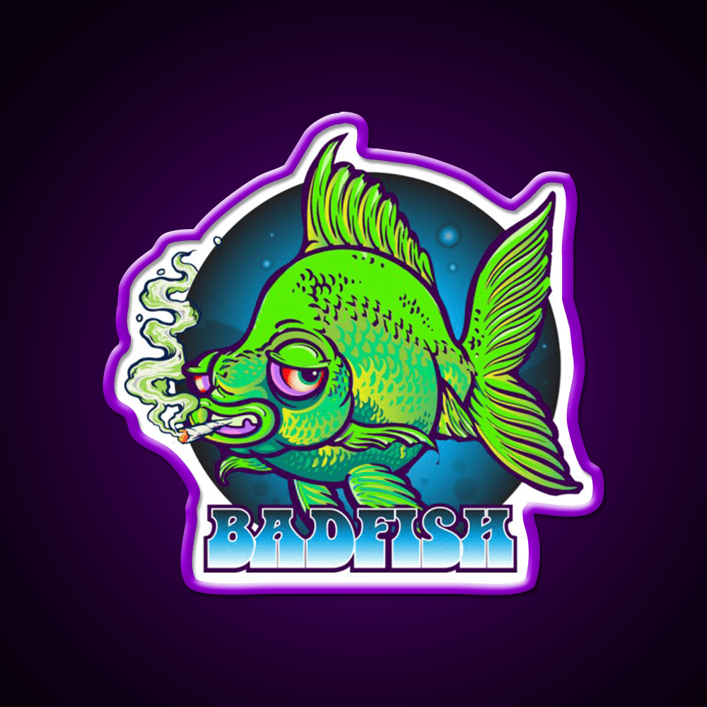 Bad Fish Hemp Inspired Green Leaf Led Neon Sign Rgb Color - Shineneon