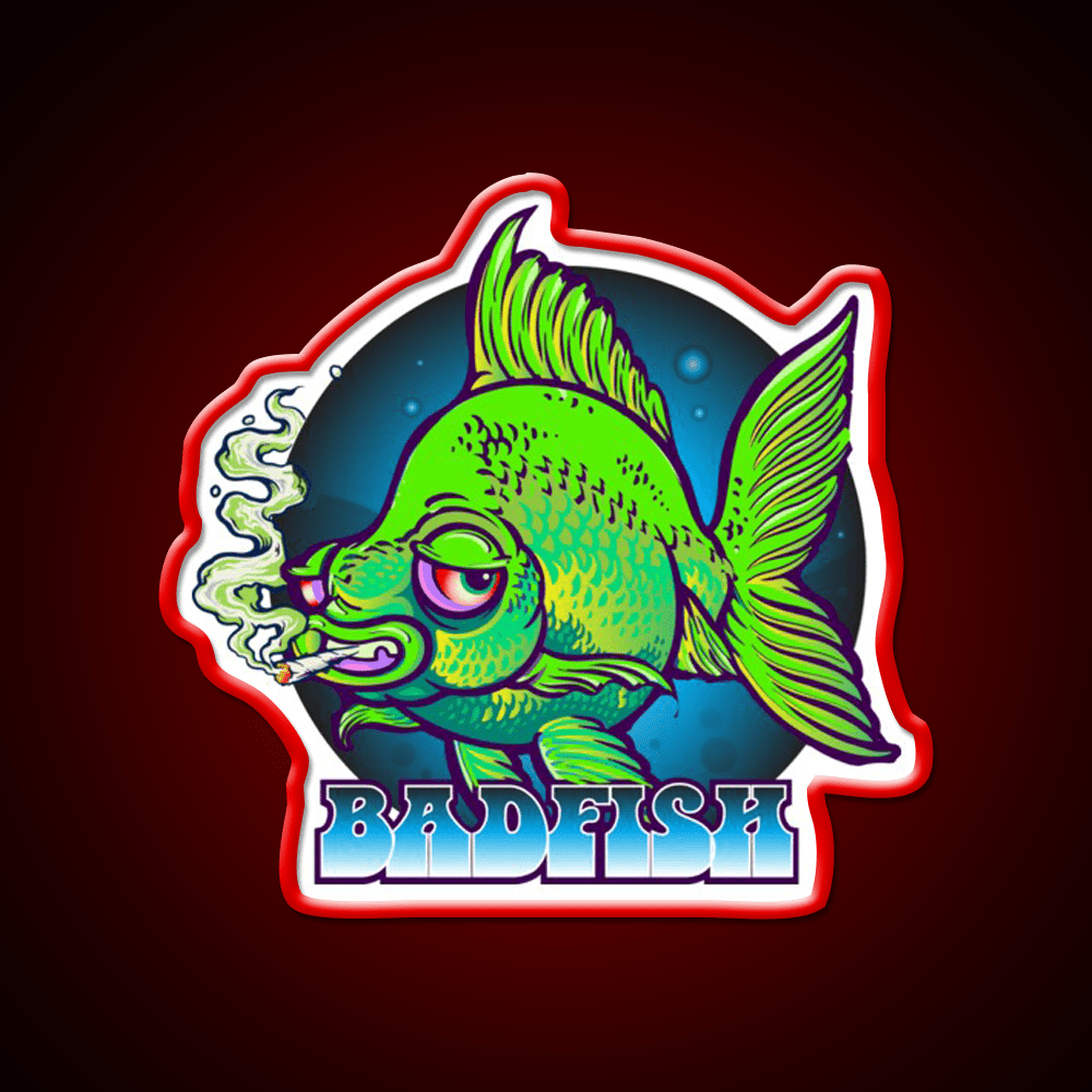Bad Fish Hemp Inspired Green Leaf Led Neon Sign Rgb Color - Shineneon