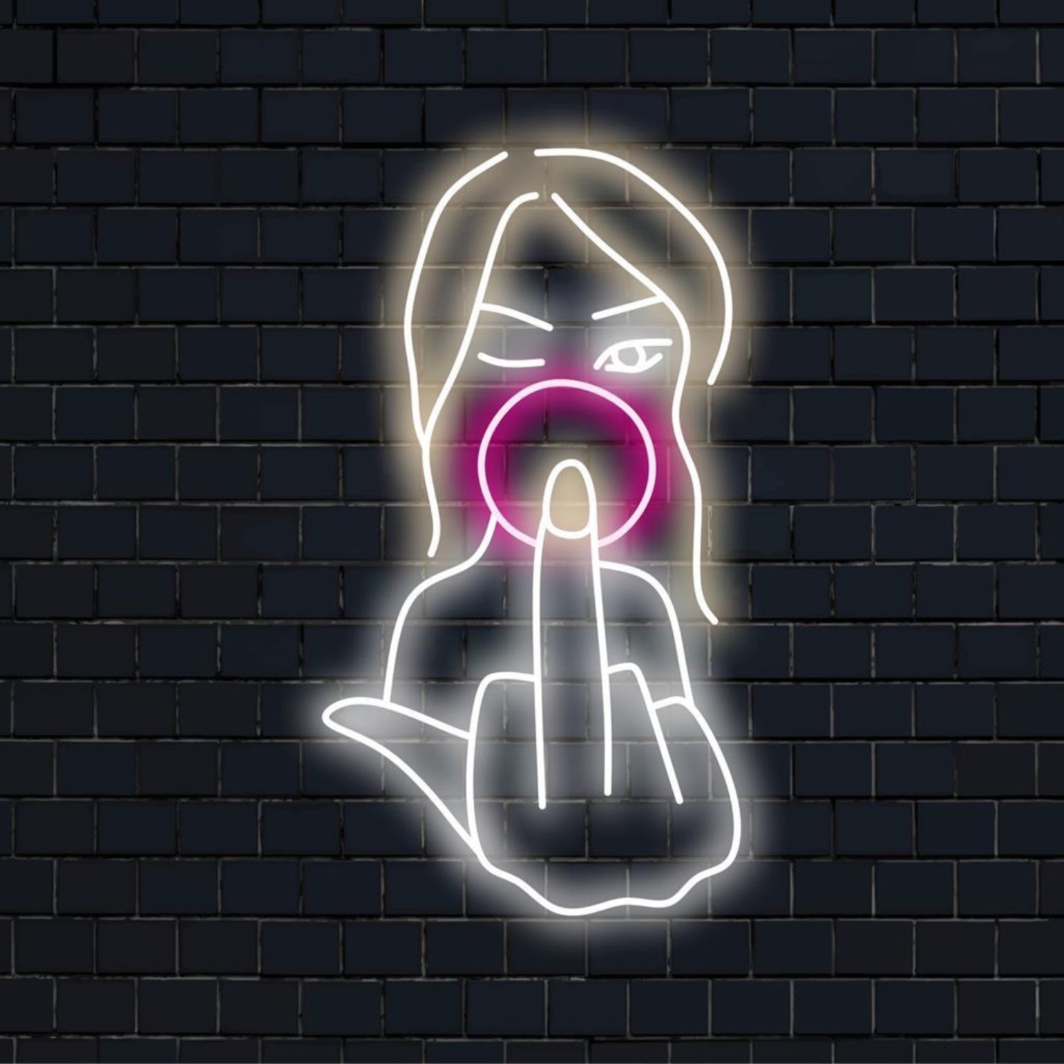Bad Girl Shush Gesture White Magenta Led Neon Sign For Indoor Decor | Shineneon
