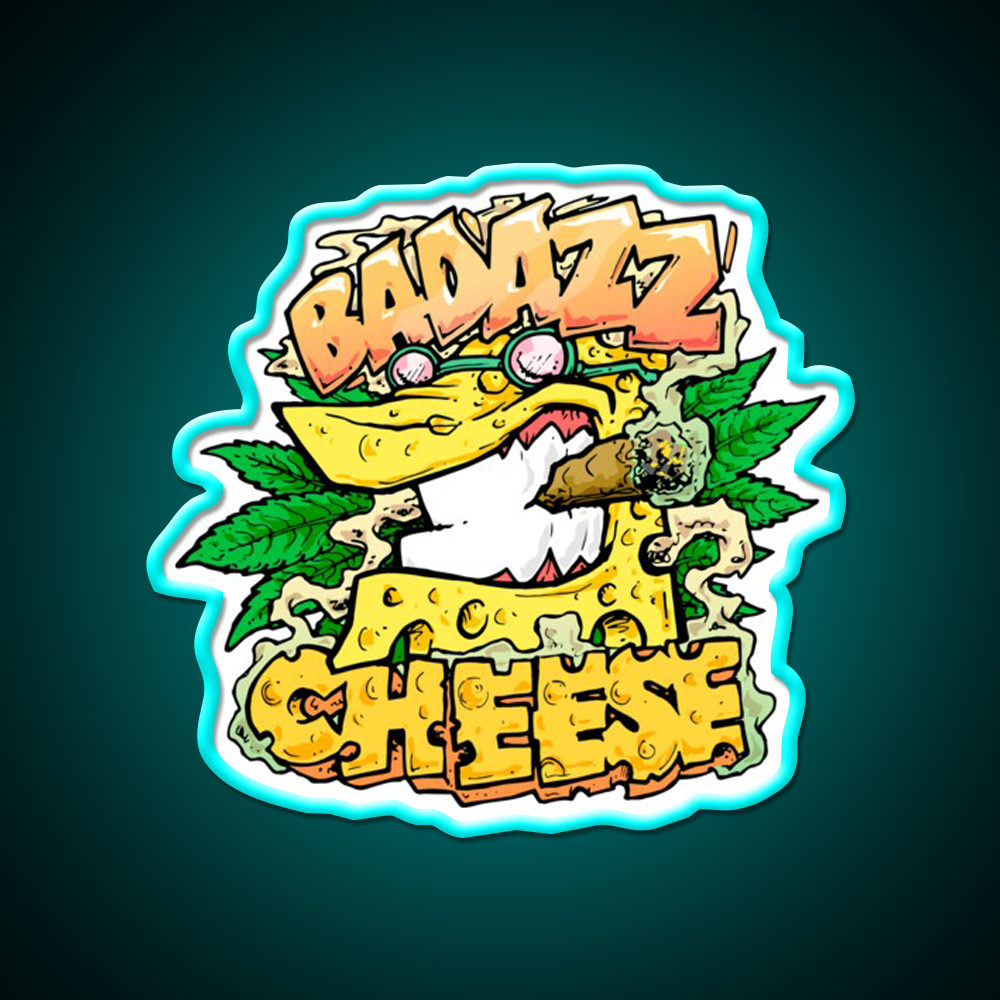 Badazz Cheese Cannabic Hemp Inspired Green Leaf Led Neon Sign Rgb Color - Size and dimension reference